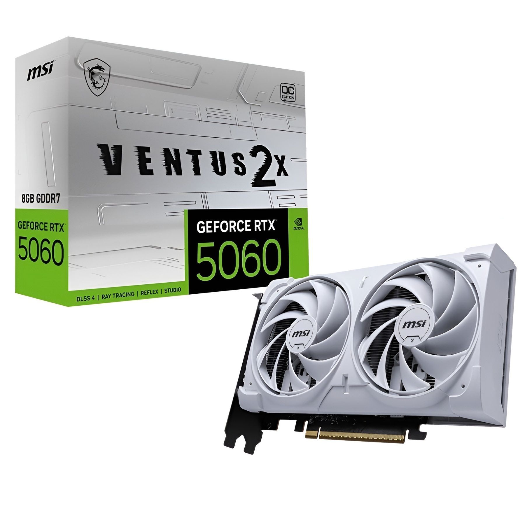 Видеокарта GF RTX 5060 8GB GDDR7 Ventus 2X OC White MSI (GeForce RTX 5060 8G VENTUS 2X OC WHITE) MSI купить в Украине