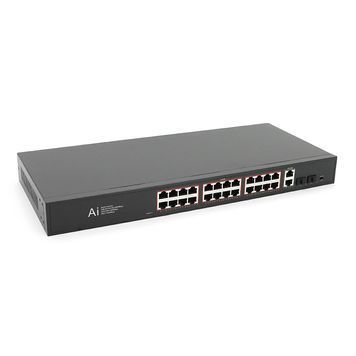 POE комутатор гігабітний Merlion 24 POE + 2 RJ45 + 2 SFP 10 / 100 / 1000 вбудований блок живлення 52V 6.15A MERLION купити в Україні
