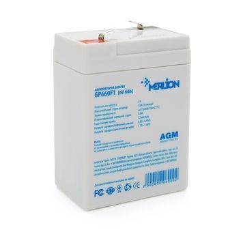 Акумуляторна батарея MERLION AGM GP660F1 6 V 6Ah (70 x 47 x 100 (105)), 1.00 kg, Grey, Q20 MERLION купити в Україні