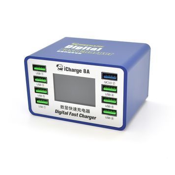 Зарядна станція з цифровою індикацією MECHANIC iCharge 8A, 7*USB-A, QC3.0-5В3А,9В2A,12В1.5А, 220V / 45W.134*105*65mm MECHANIC купити в Україні