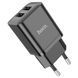 Набор СЗУ HOCO N25 + кабель Lighting, 2xUSB, 2.1A, кабель 1м, Black, Blister HOCO &mdash; фото