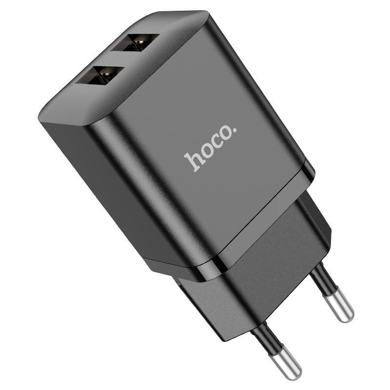 Набор СЗУ HOCO N25 + кабель Lighting, 2xUSB, 2.1A, кабель 1м, Black, Blister HOCO купить в Украине