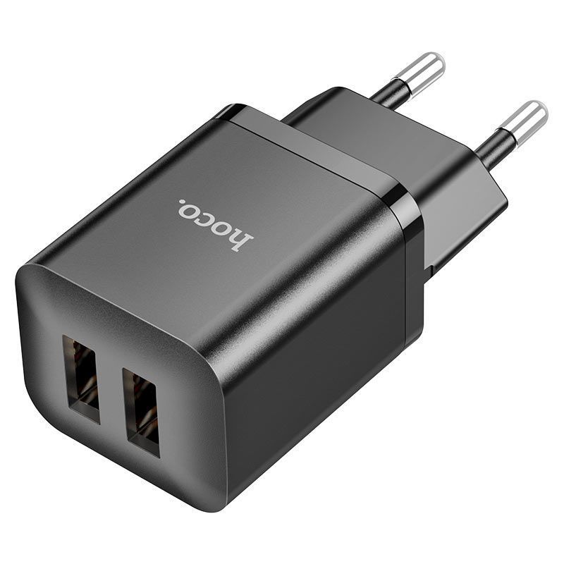 Набор СЗУ HOCO N25 + кабель Lighting, 2xUSB, 2.1A, кабель 1м, Black, Blister HOCO купить в Украине