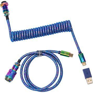 Кабель для клавиатуры Keychron Premium Coiled Aviator Cable Straight Rainbow Palted Blue (CAB6_KEYCHRON) Keychron купить в Украине