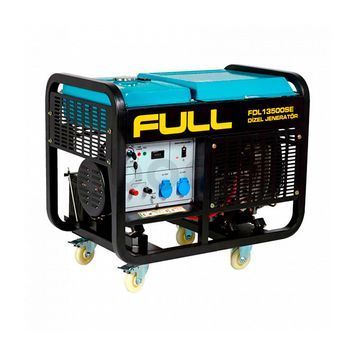 Генератор дизельный FULL FDL13500SE, 1-фазный 230V, 50Hz, 13.75kVA / 11kW, бак 25 л, расход 3,5 л / ч, пуск: ручной / стартер (без АКБ), 910х578х668 мм, 190 FULL купить в Украине