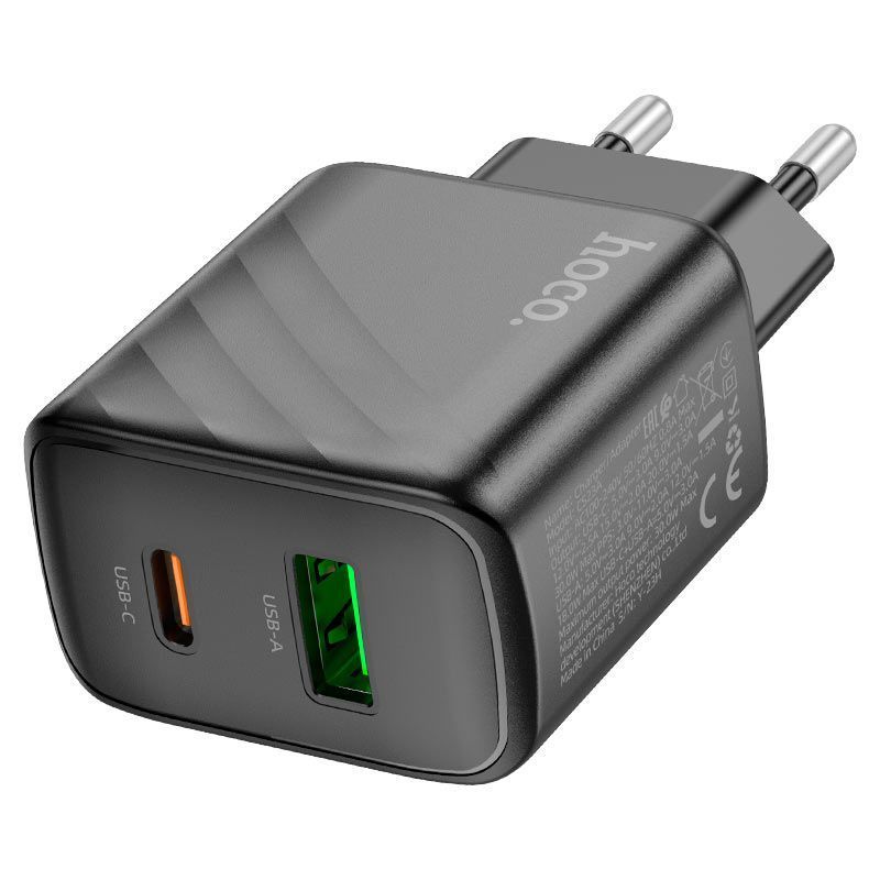 СЗУ 110-240V HOCO CS23A USB-C+USB, 30W, Black, Box HOCO купить в Украине