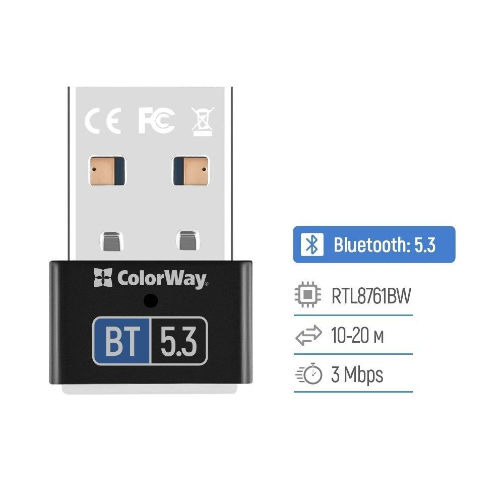 Адаптер Bluetooth 5.3 ColorWay (CW-AD-BT53) ColorWay купити в Україні