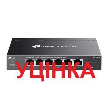 Комутатор TP-Link Omada ES206GP (4xGE PoE+, 2xGE, max PoE 65W, Easy smart, метал, настільний) TP-Link купити в Україні