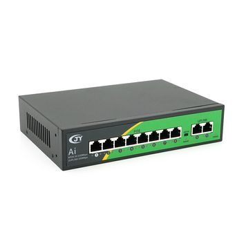 POE коммутатор JY-1010B 8 POE 10 / 100 + 2 RJ45 10 / 100 + встроенный блок питания 52V 2.3A Voltronic купить в Украине