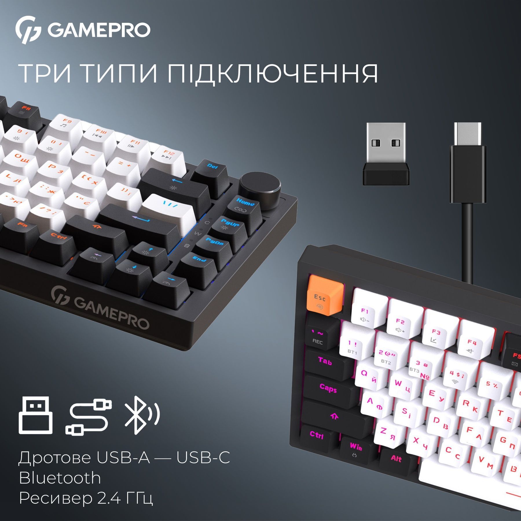 Клавиатура беспроводная GamePro Asgard Valhalla QLAB Sakura Switch Black (MK160-B-QS-PRO) GamePro купить в Украине
