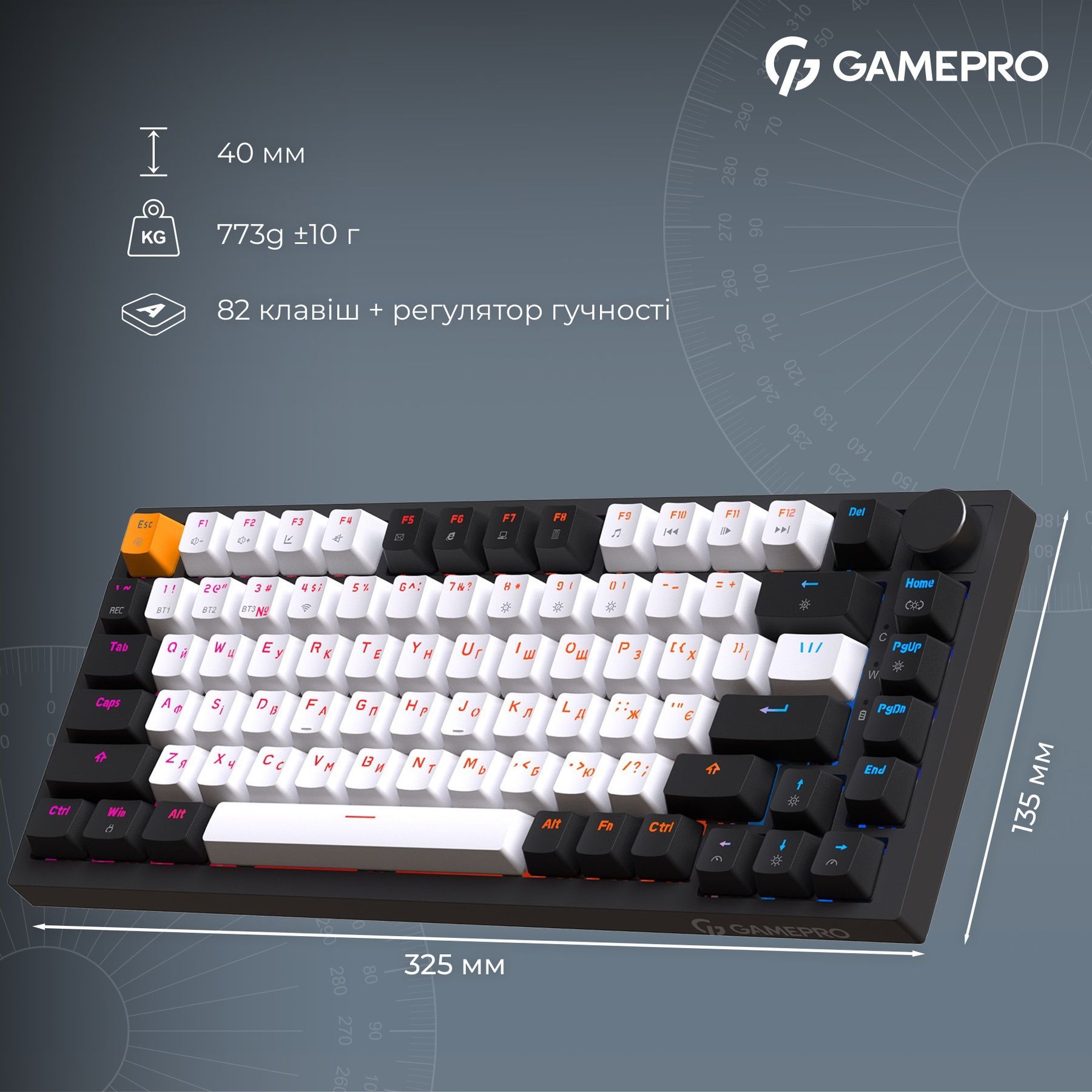 Клавиатура беспроводная GamePro Asgard Valhalla QLAB Sakura Switch Black (MK160-B-QS-PRO) GamePro купить в Украине