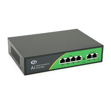 POE коммутатор JY-1006B 4 POE 10 / 100 + 2 RJ45 10 / 100 + встроенный блок питания 52V 1.38A Voltronic купить в Украине