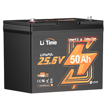 Акумуляторна батарея Li-TIME LiFePO4 25.6V 50Ач 1280Wh Bluetooth 5.0, 6000Cycles, BMS50A, &le;40m&Omega;, IP65, L206*B168*H211 mm, 9.6 kg Li-TIME купити в Україні