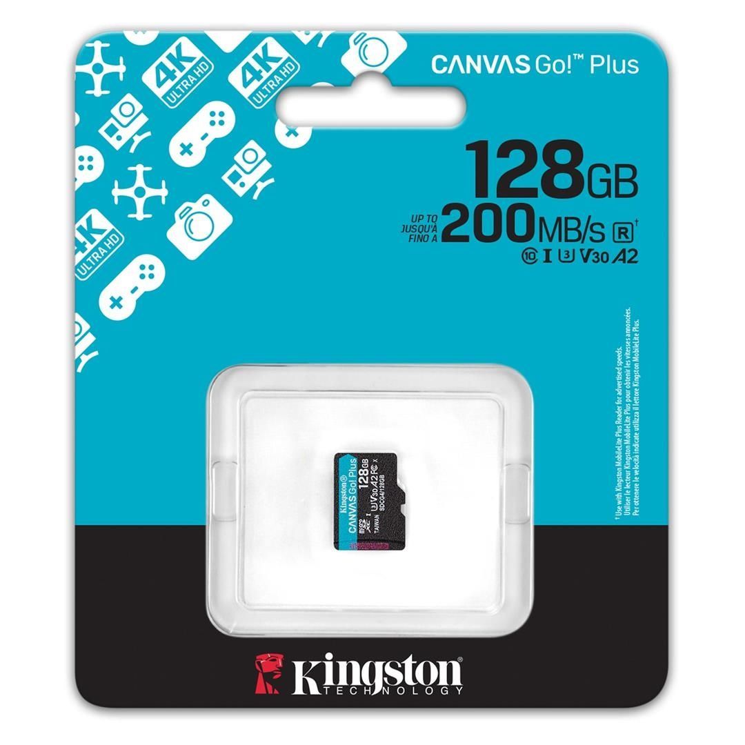Карта пам&rsquo;яті MicroSDXC 128GB UHS-I/U3 Class 10 Kingston Canvas Go! Plus R200/W200MB/s (SDCG4/128GBSP) Kingston купити в Україні