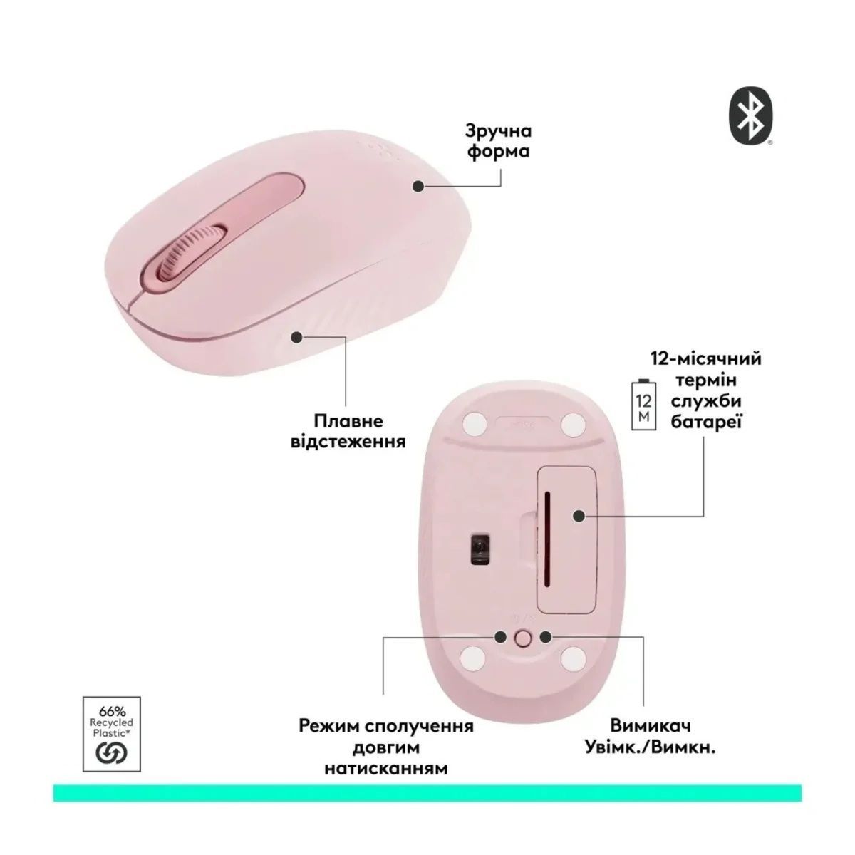 Мишка Logitech M196 Bluetooth Rose (910-007461) Logitech купить в Украине