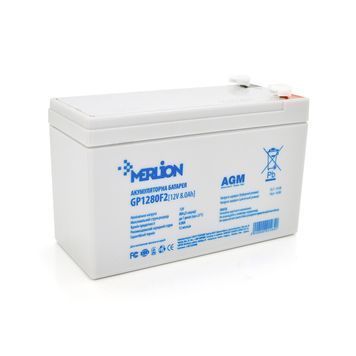Акумуляторна батарея MERLION AGM GP1280F2 12 V 8,0 Ah (150 x 65 x 95 (100)) White Q10 / 420 MERLION купити в Україні