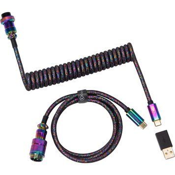Кабель для клавиатуры Keychron Premium Coiled Aviator Cable-Straight Rainbow Palted black (CAB5_KEYCHRON) Keychron купить в Украине