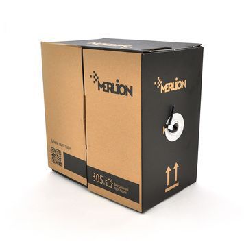 Кабель КВП UTP (4*2*0.5) 4p 24 AWG, Merlion, (CCA), для внутр. работ, 305м, black, Corton BOX (350x350x430) Q2 MERLION купить в Украине
