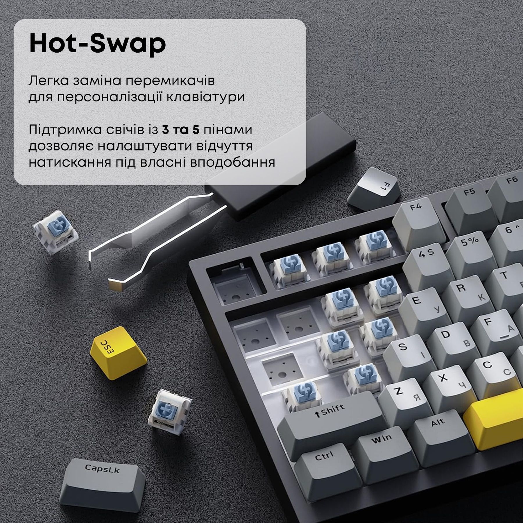 Клавиатура Ajazz AK820 Sea Salt Switch Black USB-C (AK820-SS-BGY) Ajazz купить в Украине