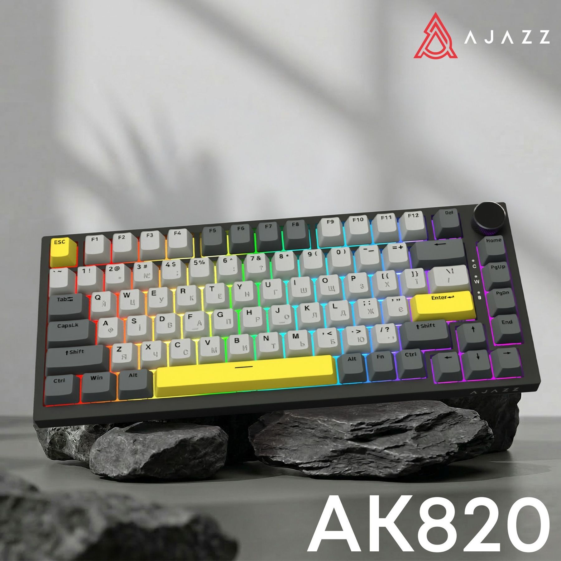 Клавиатура Ajazz AK820 Sea Salt Switch Black USB-C (AK820-SS-BGY) Ajazz купить в Украине