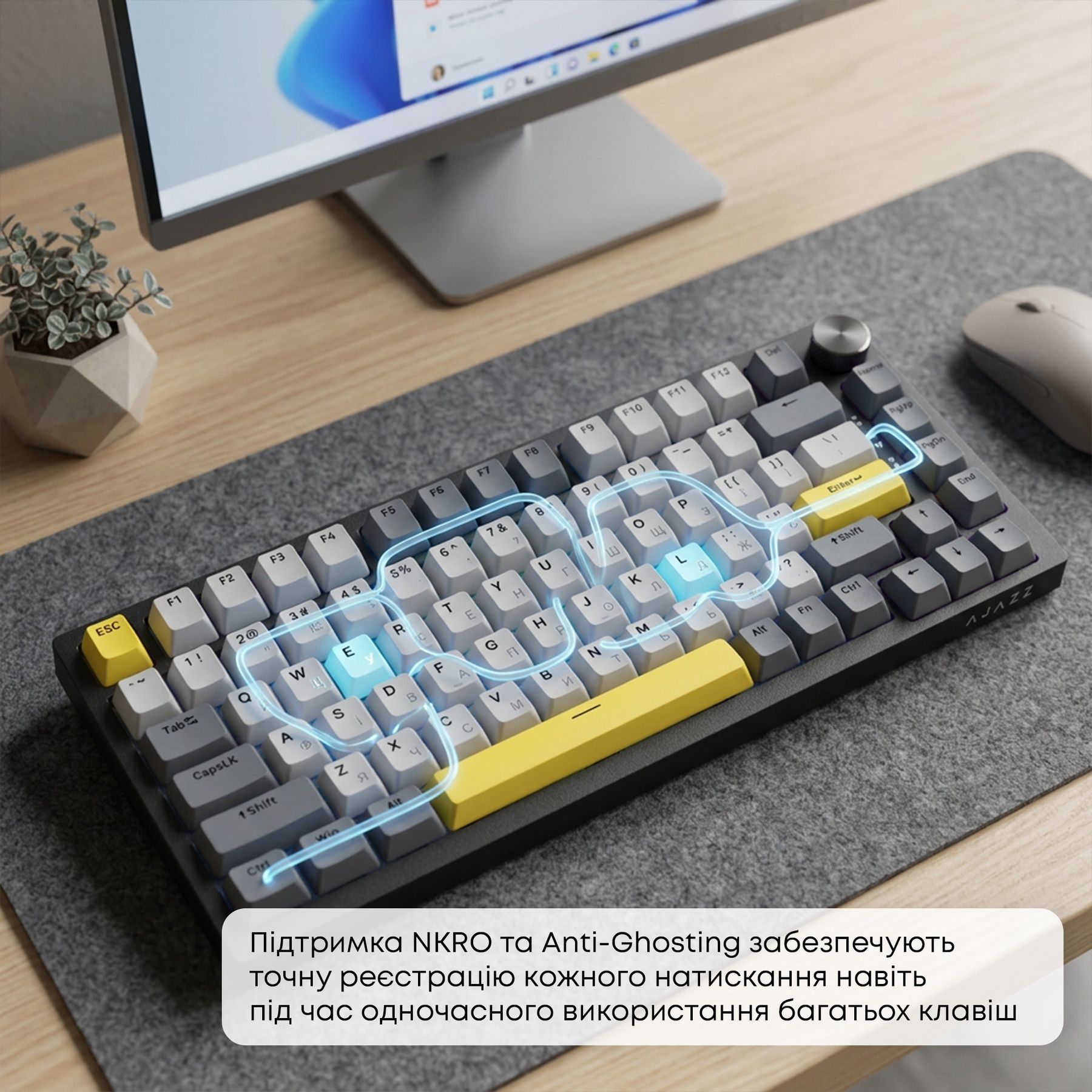 Клавиатура Ajazz AK820 Sea Salt Switch Black USB-C (AK820-SS-BGY) Ajazz купить в Украине