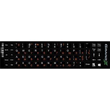 Наліпки на клавіатуру Grand-X 68 keys Cyrillic orange, Latin white (GXDPOW) Grand-X купити в Україні