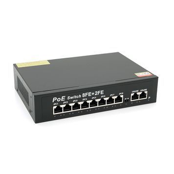 Комутатор POE 48V з 8 портами POE + 2 порти Ethernet (UP-Link) 100Мбіт, з посиленням сигналу до 250метрів, БП вбудований 1,7 кг (270*180*44), Q20 Voltronic купити в Україні