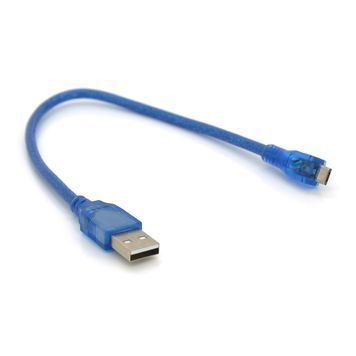 Кабель USB 2.0 (AM / Місго 5 pin) 0,3м, прозорий синій, Пакет Voltronic купити в Україні