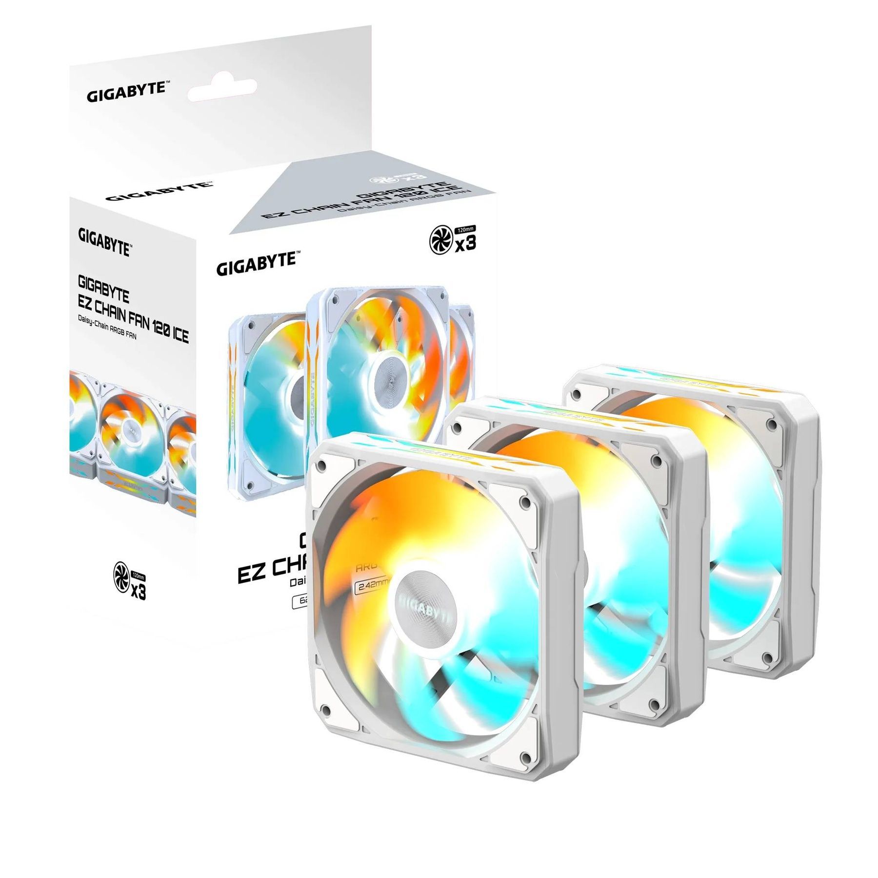Вентилятор Gigabyte EZ Chain Fan 120 Ice 3-Pack White (GP-GBT EZFAN1203 ICE) Gigabyte купити в Україні