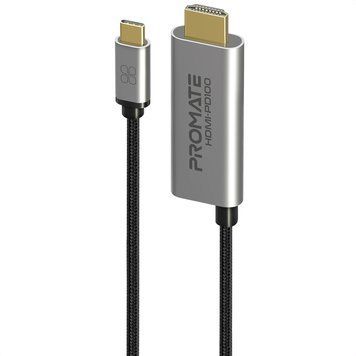 Кабель Promate HDMI-PD100 USB Type-C - HDMI V 2.0 (M/M), 1.8 м, Grey Promate купити в Україні