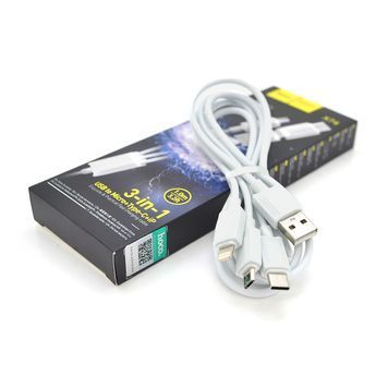Кабель HOCO X74 USB-1 3 in 1 Micro / Iphone / Type-C, 2A, длина 1м, White, Box HOCO купить в Украине