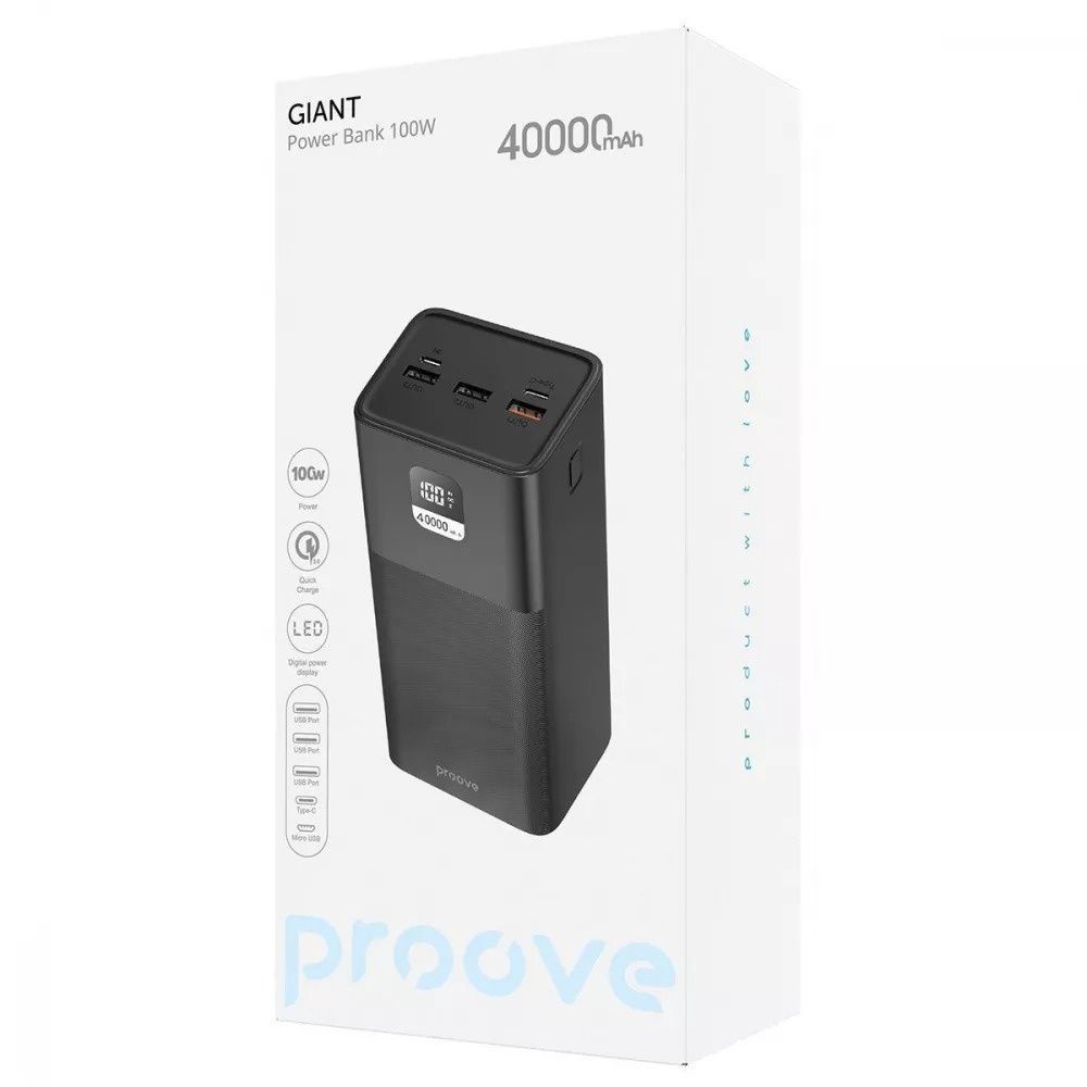 Універсальна мобільна батарея Proove Giant 100W 40000mAh Black (PBGI99320001) Proove купити в Україні