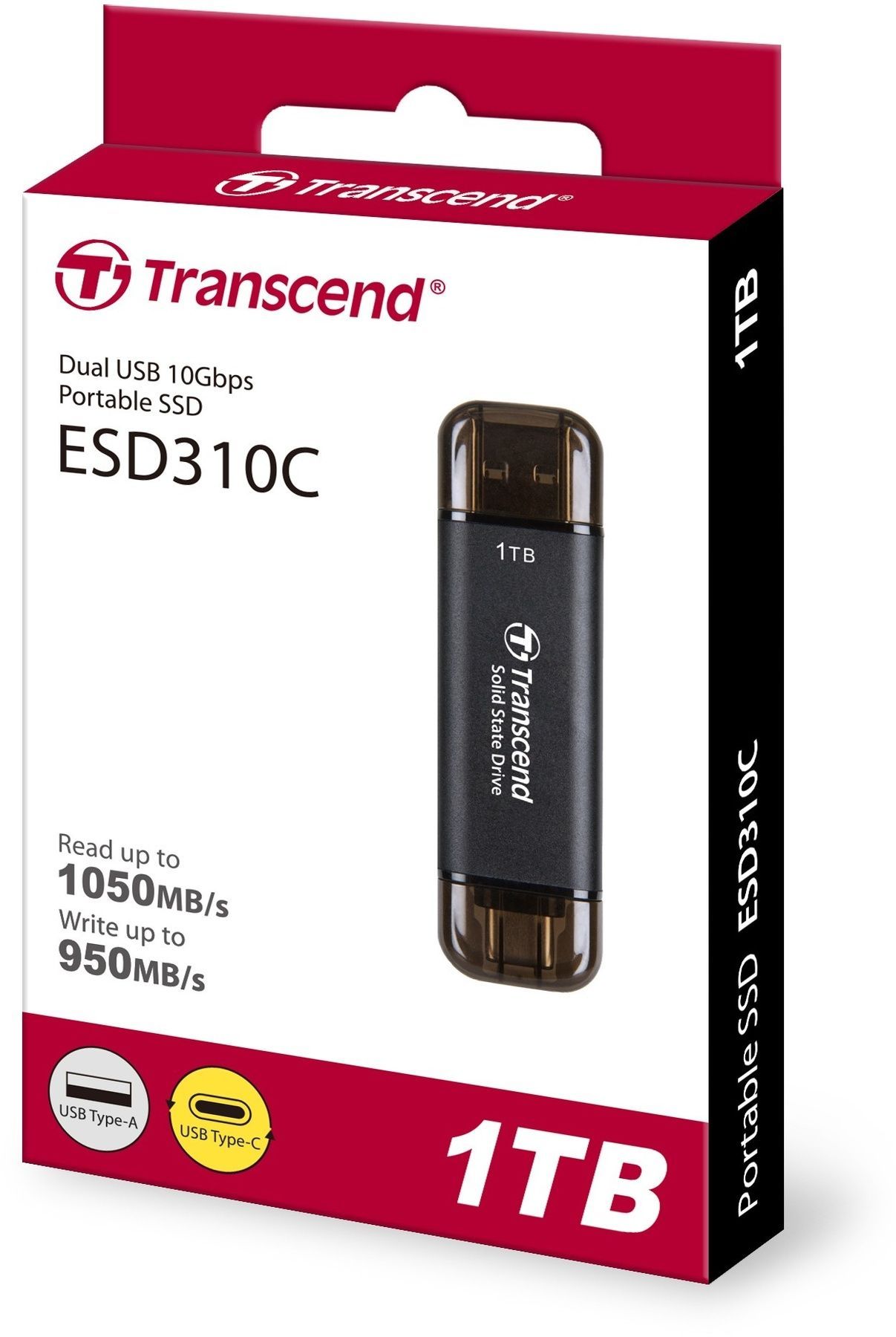 Накопитель внешний SSD USB 3.1 Gen 2 Type-A/Type-C 1TB Transcend ESD310 Black (TS1TESD310C) Transcend купить в Украине