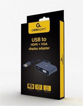 Адаптер Cablexpert HDMI+VGA - USB (F/M), 0.15 м, Black (A-USB3-HDMIVGA-01) Cablexpert купить в Украине