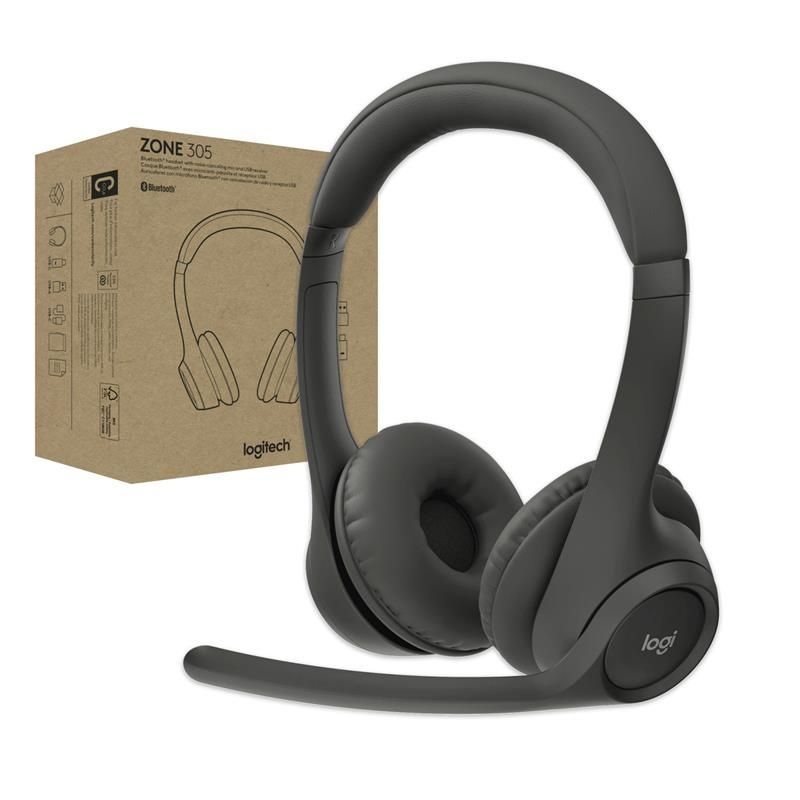 Bluetooth-гарнітура Logitech Zone 305 for Business Wireless/Bluetooth UC Black (981-001453) Logitech купити в Україні