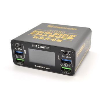 Зарядная станция с цифровой индикацией MECHANIC F-Power 6P, 2*PD3.1-5В3А, 9В3А, 12В3А, 15В3А, 20В2,25А, 2*QC-3 .2*USB-A. 220V / 87W. 197*151*68mm MECHANIC купить в Украине