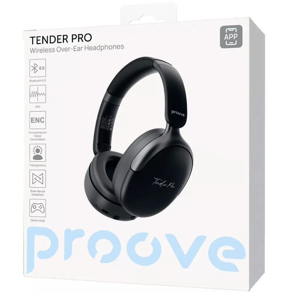 Bluetooth-гарнітура Proove Tender Pro with ANC (APP) Black (HPTP0001AP01) Proove купити в Україні