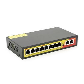 Комутатор POE з 8 портами POE 100Мбіт + 2 порт Ethernet (UP-Link) 100Мбіт, 52V / 2.3A, 100 / 250метрів, корпус - метал, Black, БП вбудований, Q20 Voltronic купити в Україні