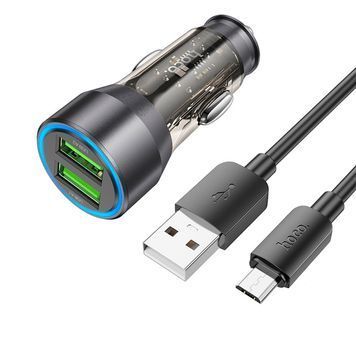 Набор АЗУ 12-24V HOCO NZ12 + кабель Micro, 2xUSB, 36W, кабель 1м, Black, Box HOCO купить в Украине