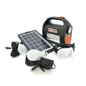 Переносний ліхтар RT909BT+Solar, 1+1 режим, Радіо+ Bluetooth колонка, вбудований аккум, 3 лампочки 3W, USB вихід, Black / Orange Voltronic купити в Україні