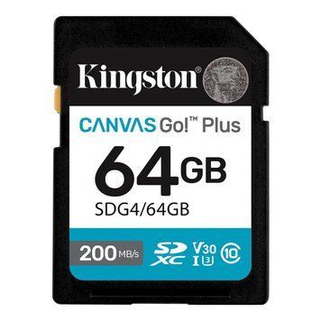 Карта пам&rsquo;яті SDXC 64GB UHS-I/U3 Class 10 Kingston Canvas Go! Plus R200/W200MB/s (SDG4/64GB) Kingston купити в Україні