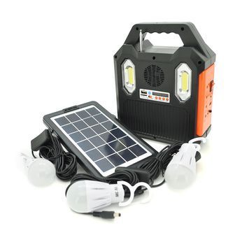 Переносний ліхтар RT903BT+Solar, 1 режим+ сигнал SOS, Радіо+ Bluetooth колонка, вбудований аккум, 3 лампочки 3W, Black / Orange Voltronic купити в Україні