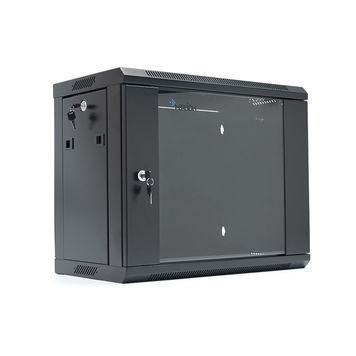 Шафа Merlion 9U, 600*350*500 (Ш*Г*В) мм загартоване скло, чорна, сталь 1,2мм, із замком (у розібраному вигляді!!!), Black MERLION купити в Україні