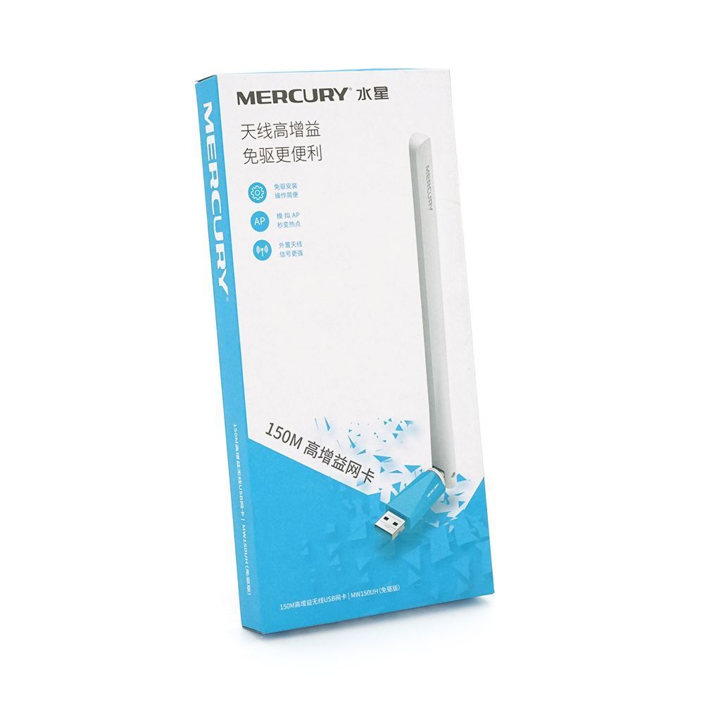 Беспроводной сетевой адаптер с антенной Wi-Fi-USB MERCURY MW150UH, 802.11bgn, 150MB, 2.4GHz, WIN7 / XP / Vista / 2K / MAC / LINUX, BOX Q300 MERCURY купить в Украине