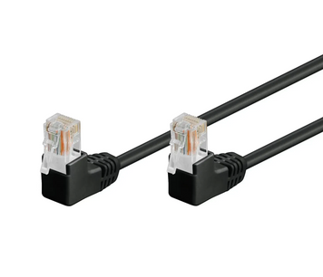 Патч-корд неекранований RJ45 UTP5e 0.25m patch D=4.9mm AWG26 2x90&deg; Gold, Cu чорний GLOBAL купити в Україні
