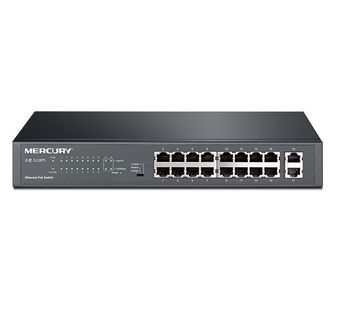 Коммутатор POE Mercury SG118PS 16 портов POE 100Мбит + 2 порт Ethernet (UP-Link) 1000Мбит, БП встроенный, крепления в стойку,BOX (294*180*44) MERCURY купить в Украине