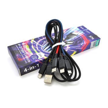 Кабель HOCO X76 USB-1 4 in 1 Micro / 2*Iphone / Type-C, 2A, длина 1м, Mix color, Box HOCO купить в Украине