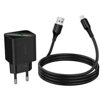 Набір СЗУ 110-240V HOCO CS81A+ кабель Micro, 1xUSB, 3A, 18W, QC3.0, кабель 1м, Black, Blister HOCO купити в Україні