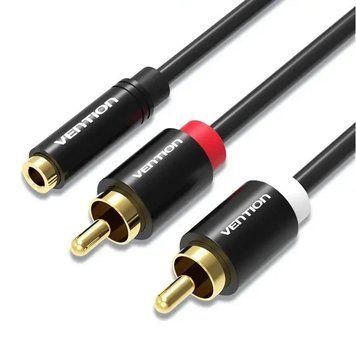 Кабель Vention 3.5 мм - 2хRCA (F/M), 1 м, Black (VAB-R01-B100) Vention купить в Украине