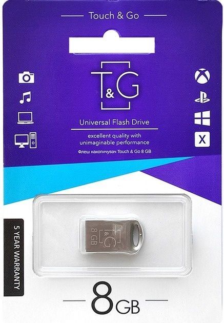 Флеш-накопичувач USB 8GB T&G 105 Metal Series Silver (TG105-8G) T&G купити в Україні